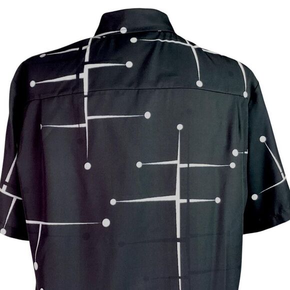 Royaura Hawaiian Shirt Men XL Black White Retro 50s Pocket Short Sleeve Button - Picture 6 of 8